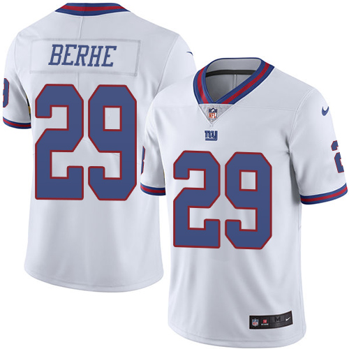 Men's Limited Nat Berhe Nike Jersey White - #29 Rush NFL New York Giants